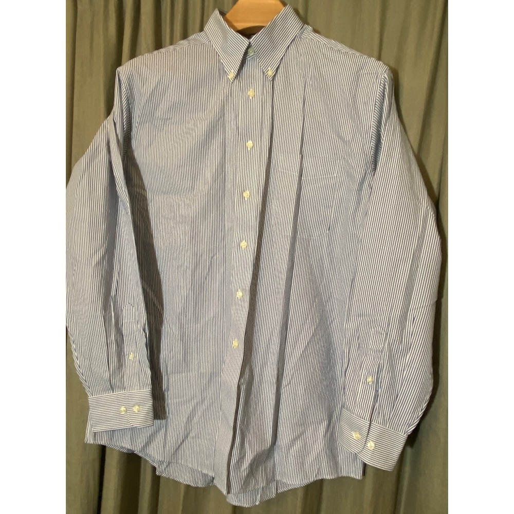 Barrington Mens Blue White Stripe 100% Cotton Pinpoint Oxford Button Down Shirt